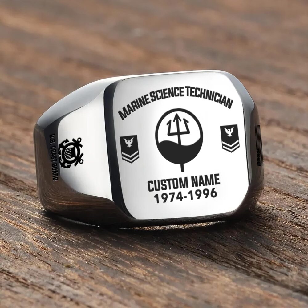 Coast Guard Rating, Born Ready - Engraved Men's Ring - Image 3