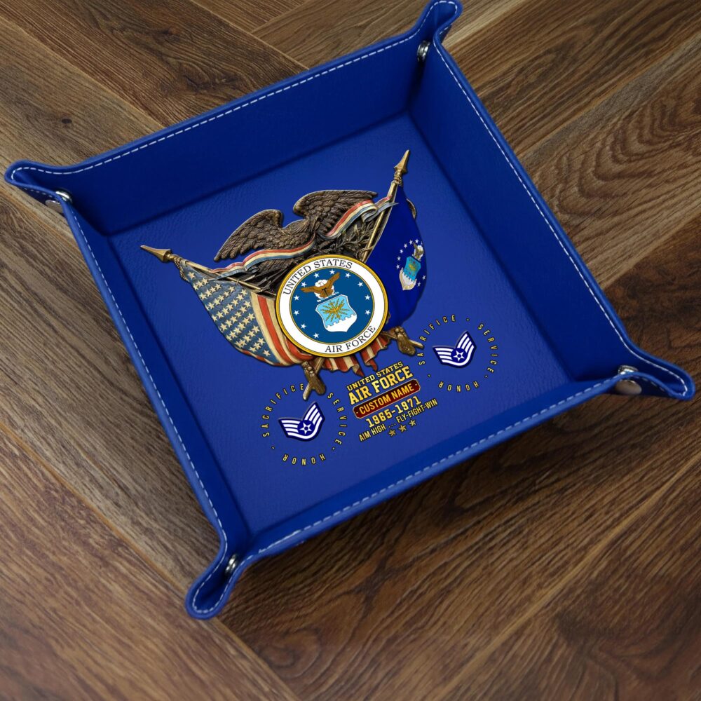 US Air Force, Proud To Have Served - Personalized Leather Valet Tray - Image 3