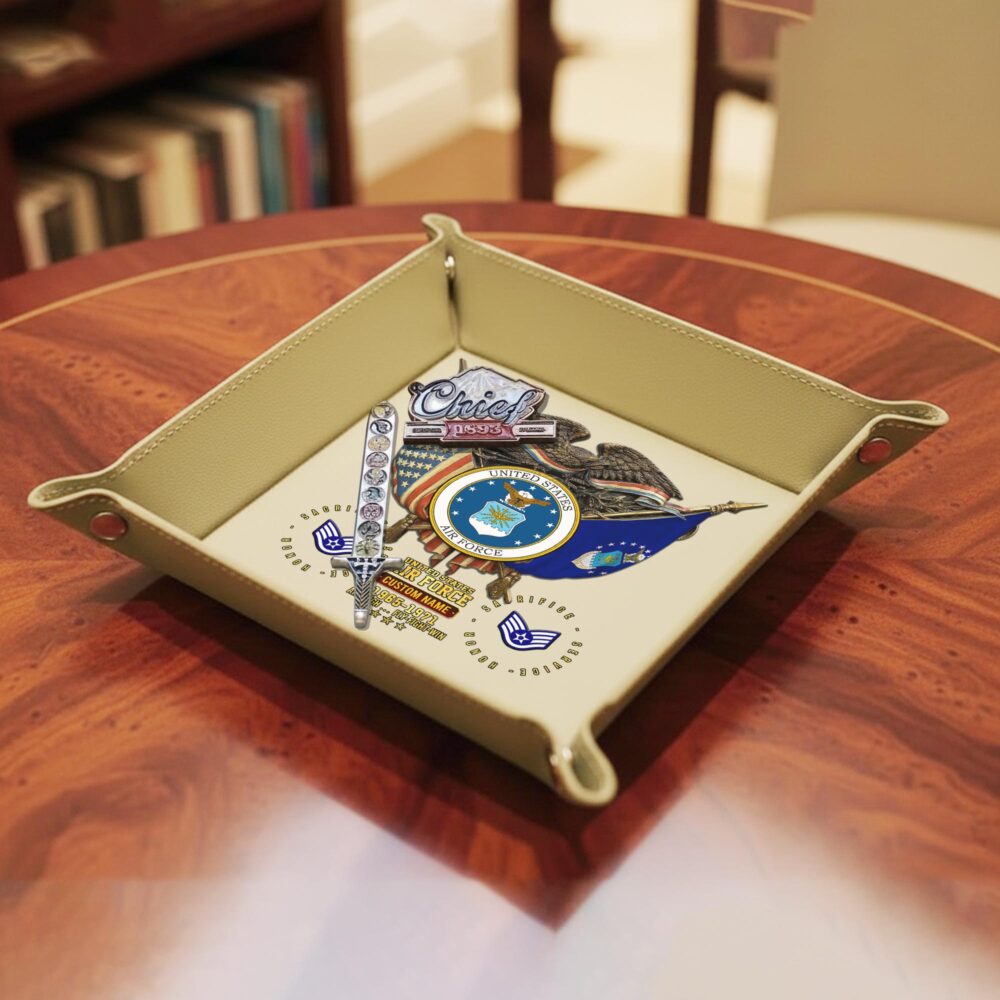 US Air Force, Proud To Have Served - Personalized Leather Valet Tray - Image 4