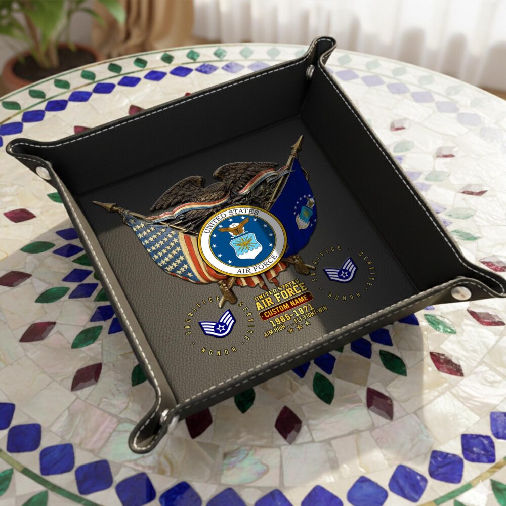 US Air Force, Proud To Have Served - Personalized Leather Valet Tray - Image 5