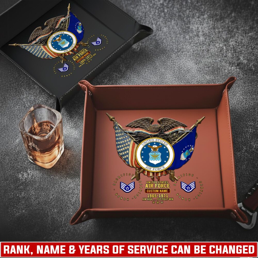 US Air Force, Proud To Have Served - Personalized Leather Valet Tray