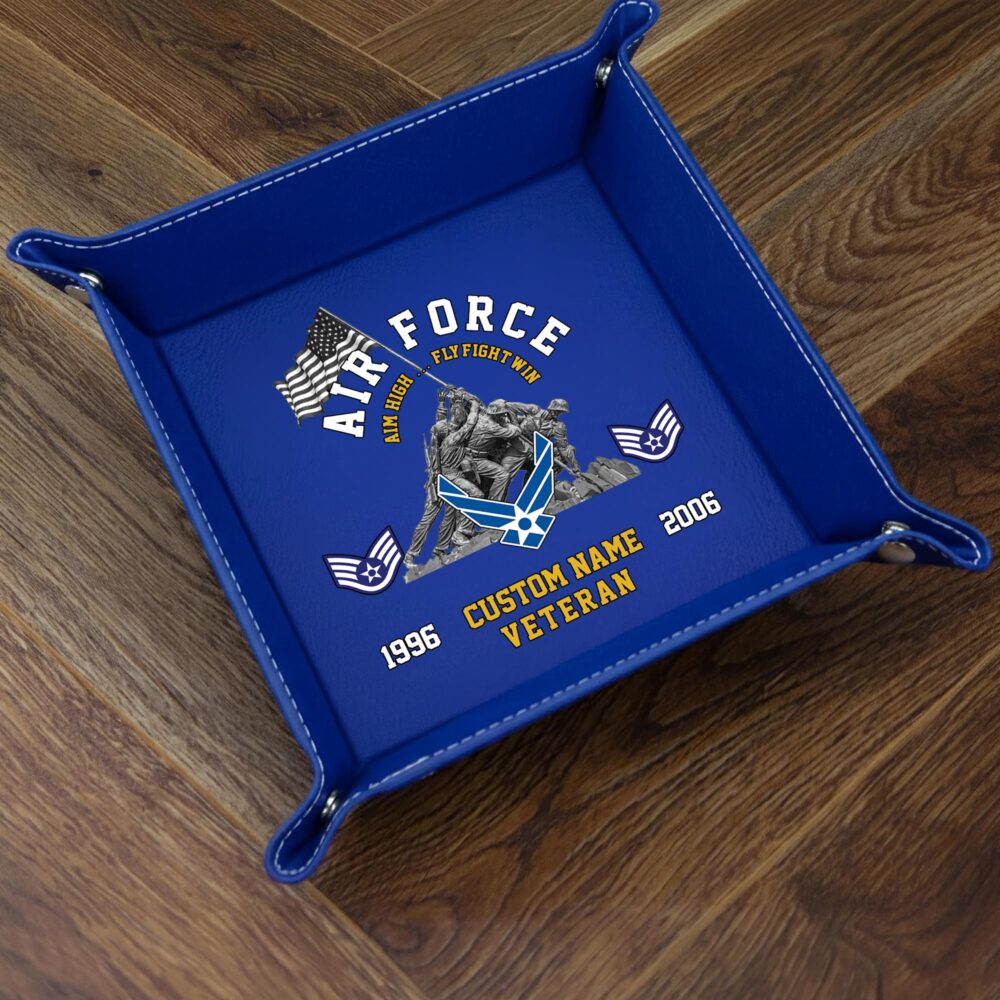 US Air Force, Freedom Over Fear - Personalized Leather Valet Tray - Image 3