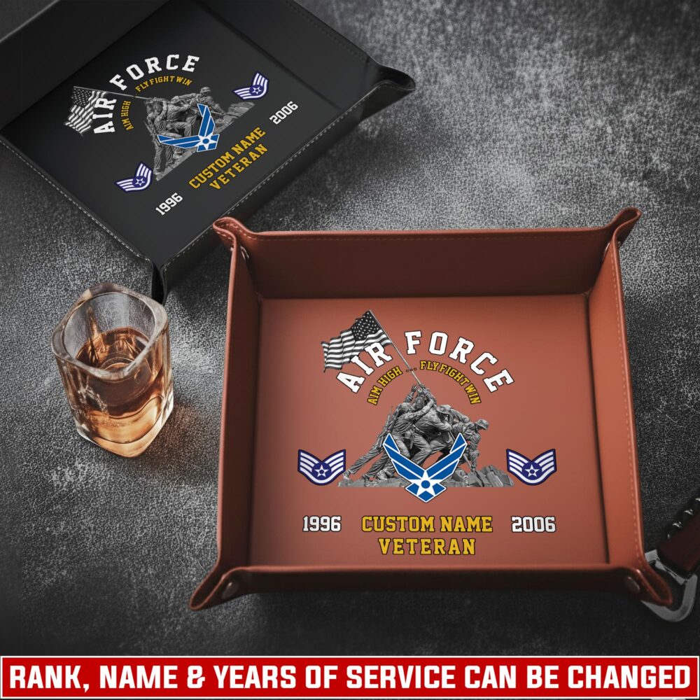 US Air Force, Freedom Over Fear - Personalized Leather Valet Tray