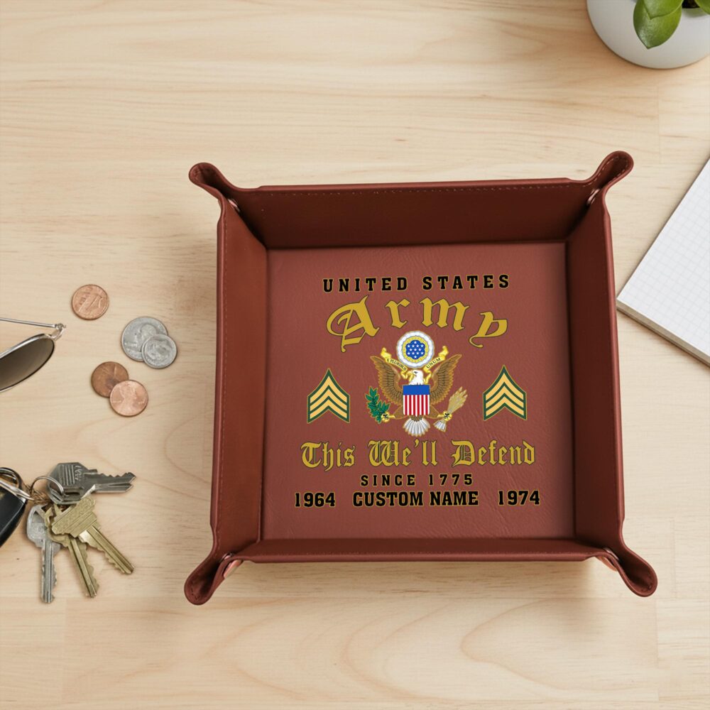 US Army, American By Birth, Veteran By Choice - Personalized Leather Valet Tray - Image 2