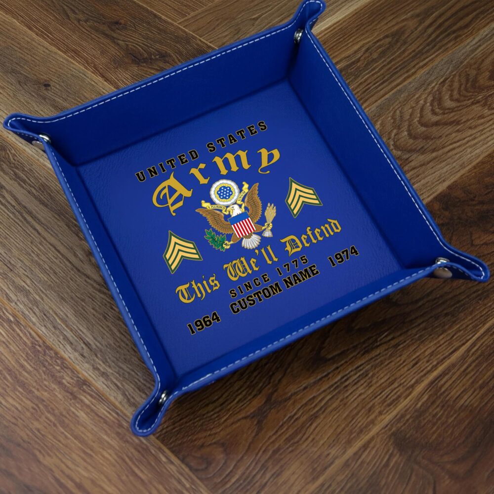 US Army, American By Birth, Veteran By Choice - Personalized Leather Valet Tray - Image 3