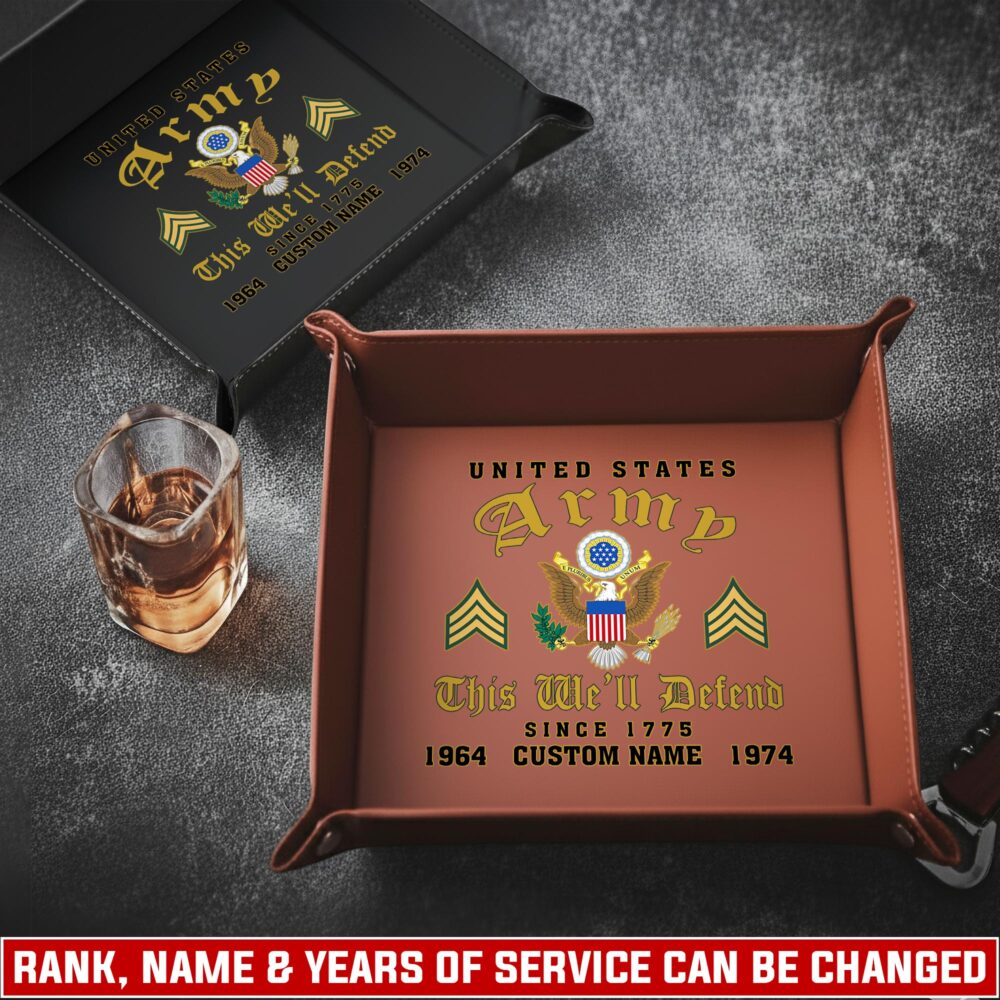 US Army, American By Birth, Veteran By Choice - Personalized Leather Valet Tray