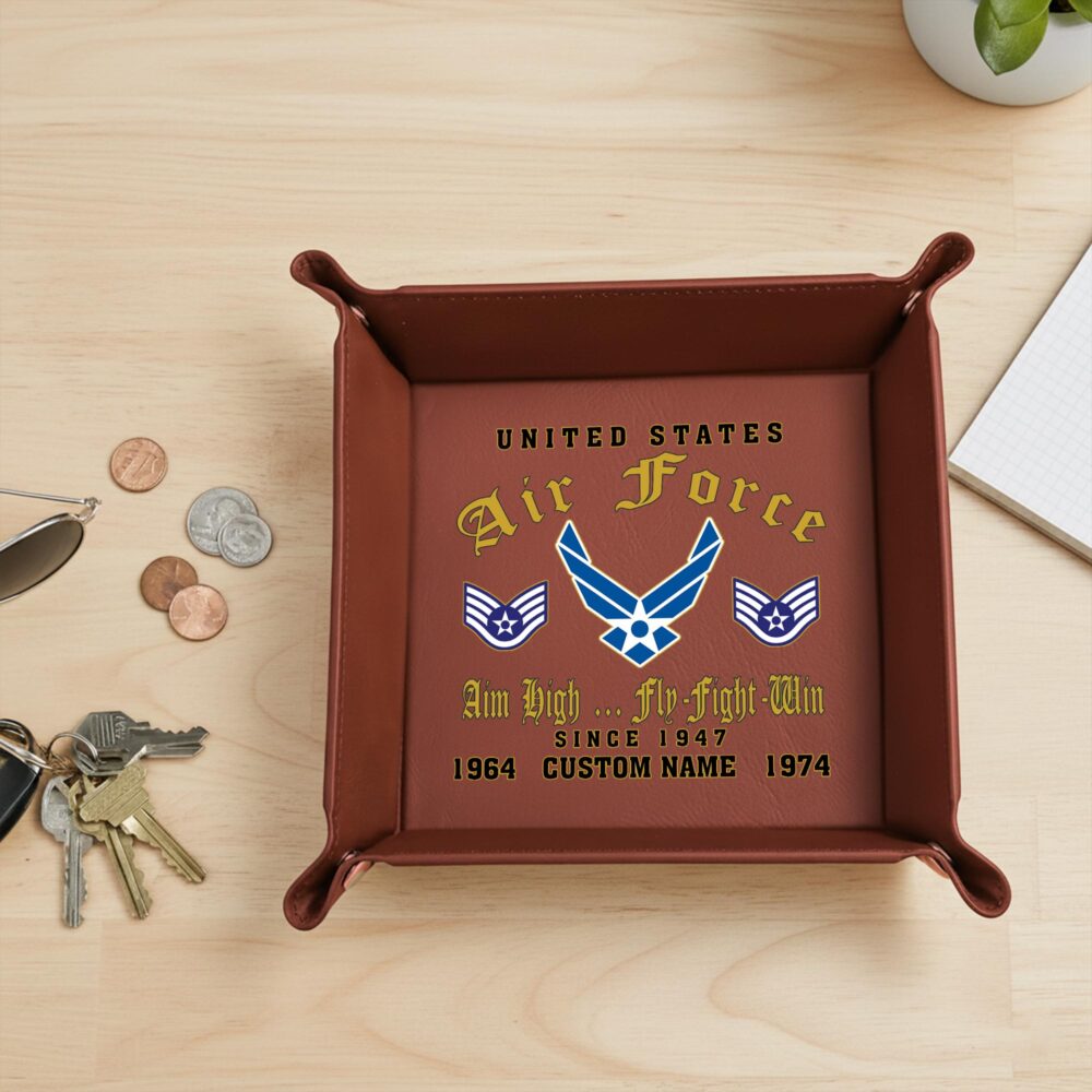 US Air Force, Remember - Honor - Respect - Personalized Leather Valet Tray - Image 2