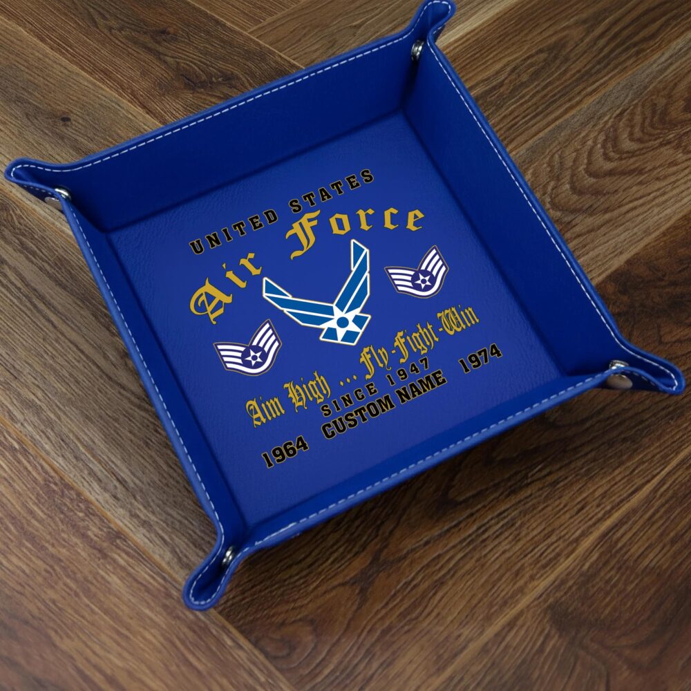 US Air Force, Remember - Honor - Respect - Personalized Leather Valet Tray - Image 3
