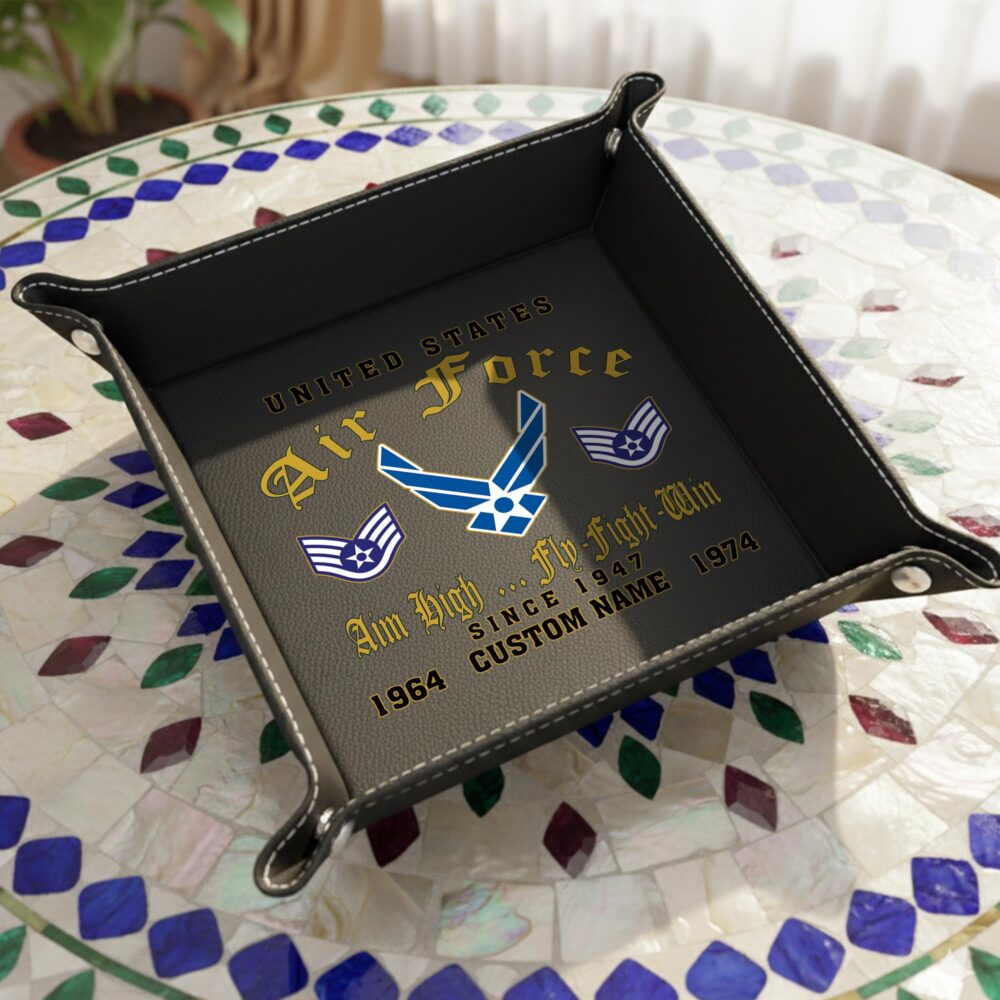 US Air Force, Remember - Honor - Respect - Personalized Leather Valet Tray - Image 5