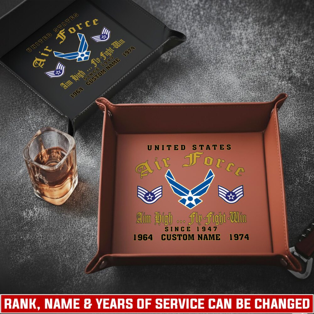 US Air Force, Remember - Honor - Respect - Personalized Leather Valet Tray