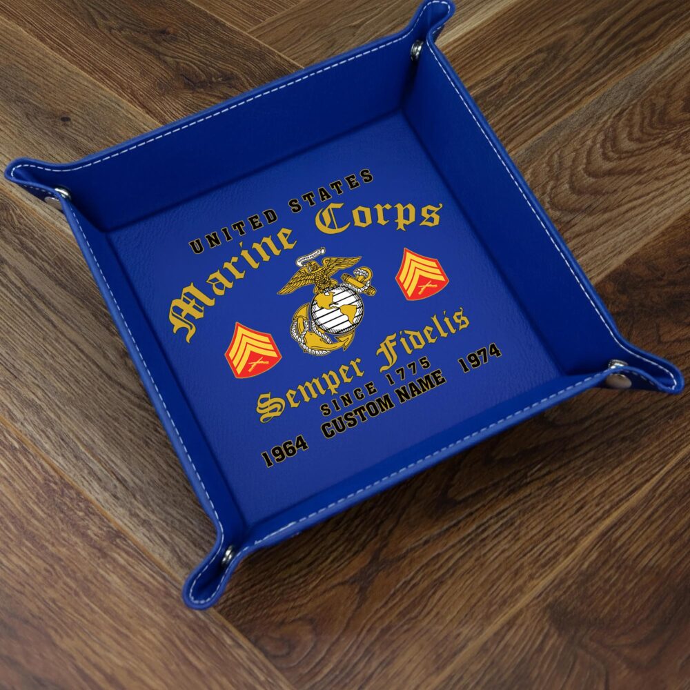 US Marine Corps, Always Remember, Never Forget - Personalized Leather Valet Tray - Image 3