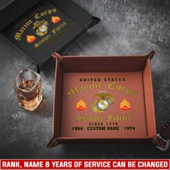 US Marine Corps, Always Remember, Never Forget - Personalized Leather Valet Tray