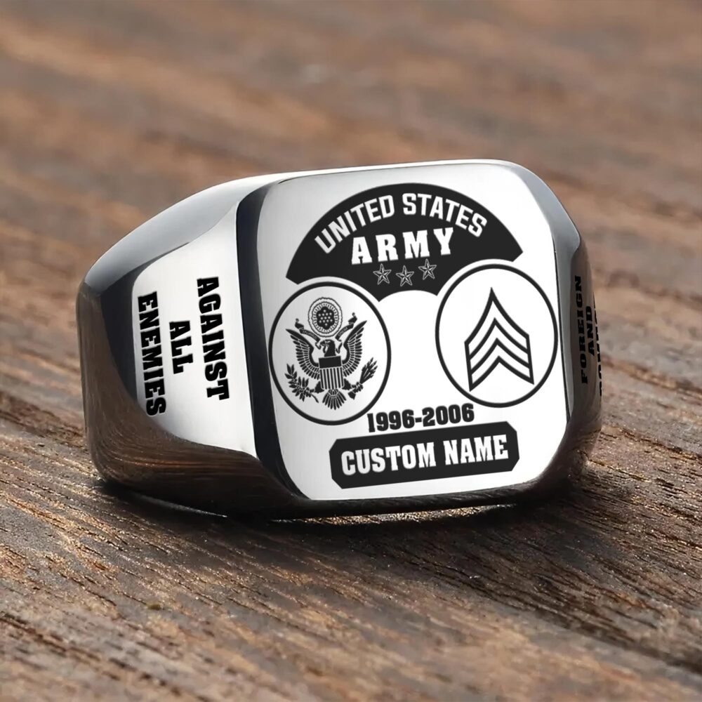 US Army, E 5 Army Sergeant - Engraved Men's Ring - Image 3