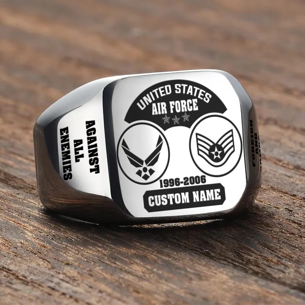 US Air Force , Remember - Honor - Respect - Engraved Men's Ring - Image 3