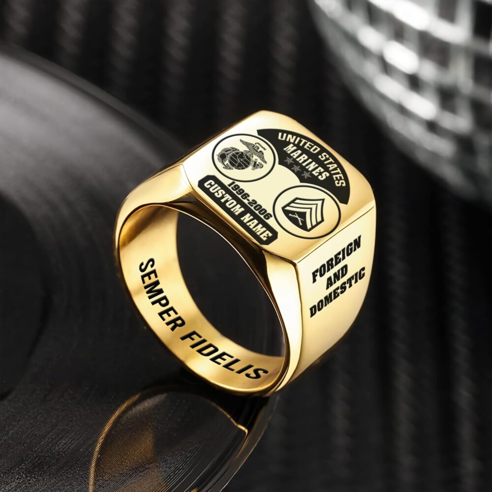 US Marine Corps, E 4 Marines Corporal - Engraved Men's Ring - Image 2