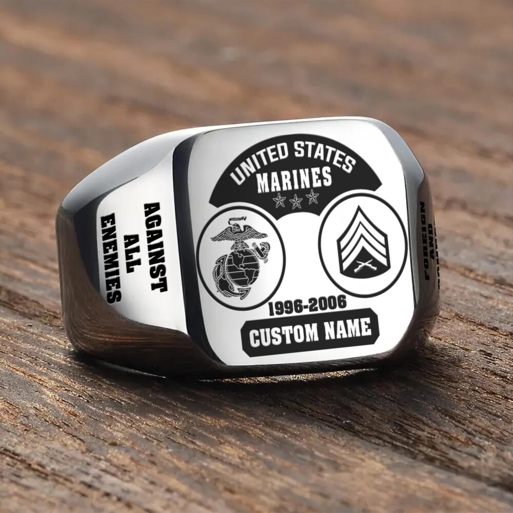 US Marine Corps, E 4 Marines Corporal - Engraved Men's Ring - Image 3