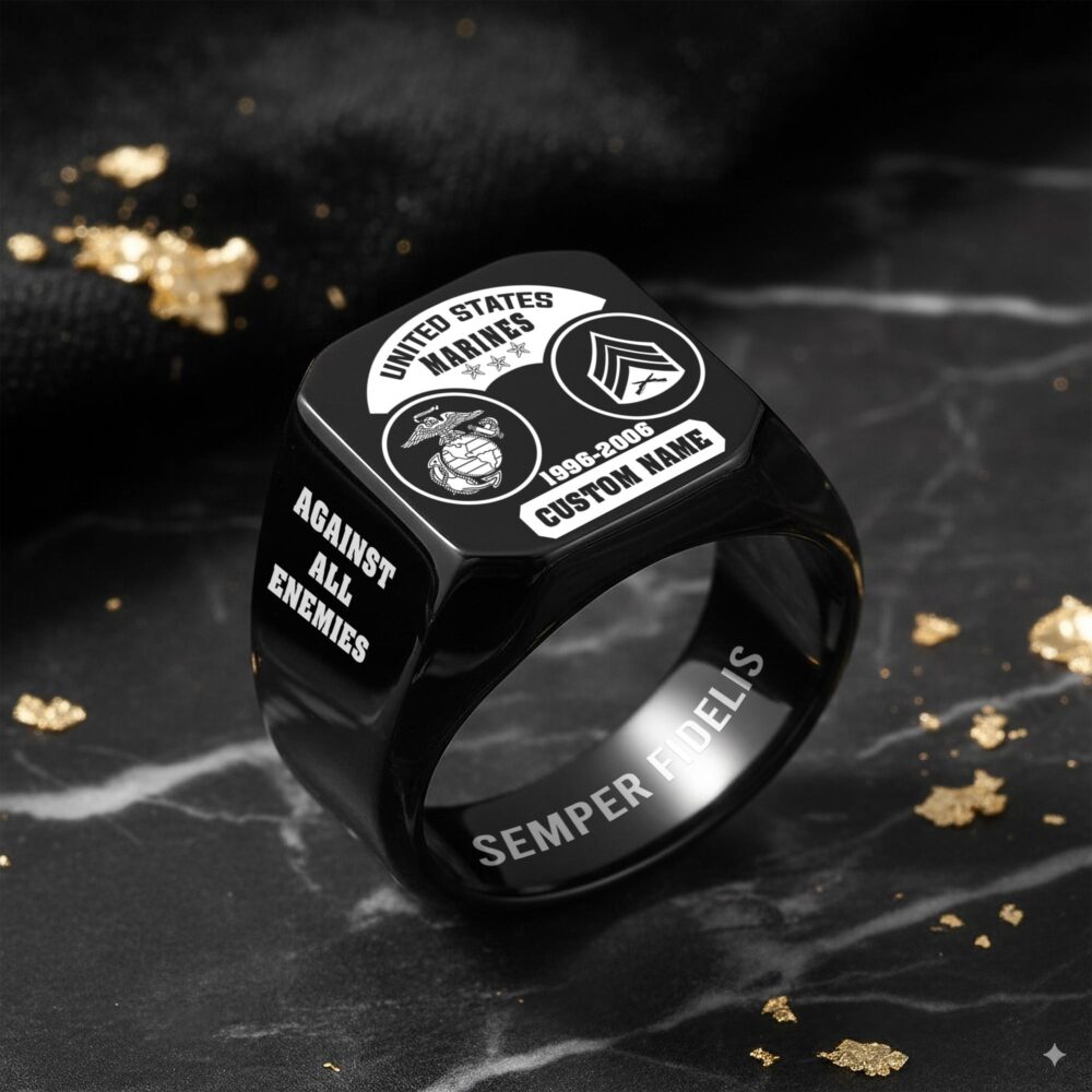 US Marine Corps, E 4 Marines Corporal - Engraved Men's Ring - Image 8