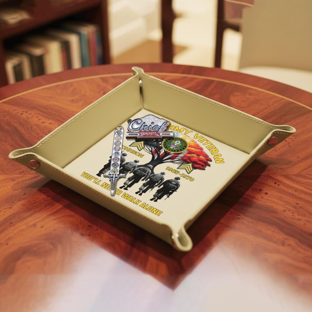 US Army, W 2 Army Chief Warrant Officer 2 - Personalized Leather Valet Tray - Image 4