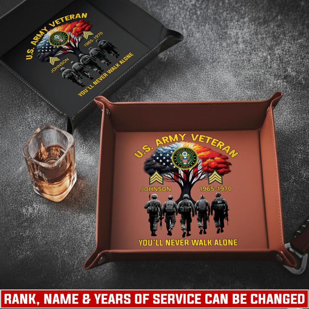 US Army, W 2 Army Chief Warrant Officer 2 - Personalized Leather Valet Tray