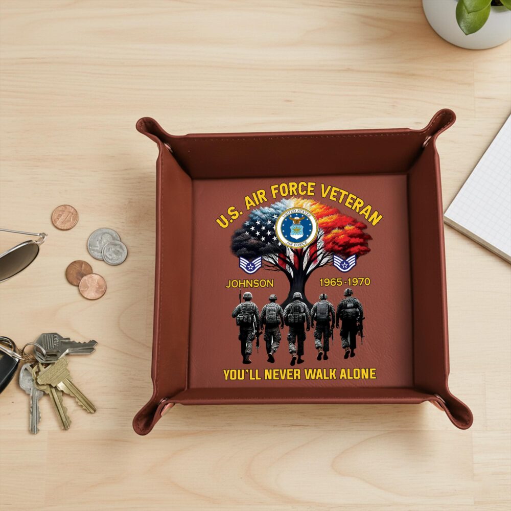 US Air Force, Freedom Isn't Free - Personalized Leather Valet Tray - Image 2