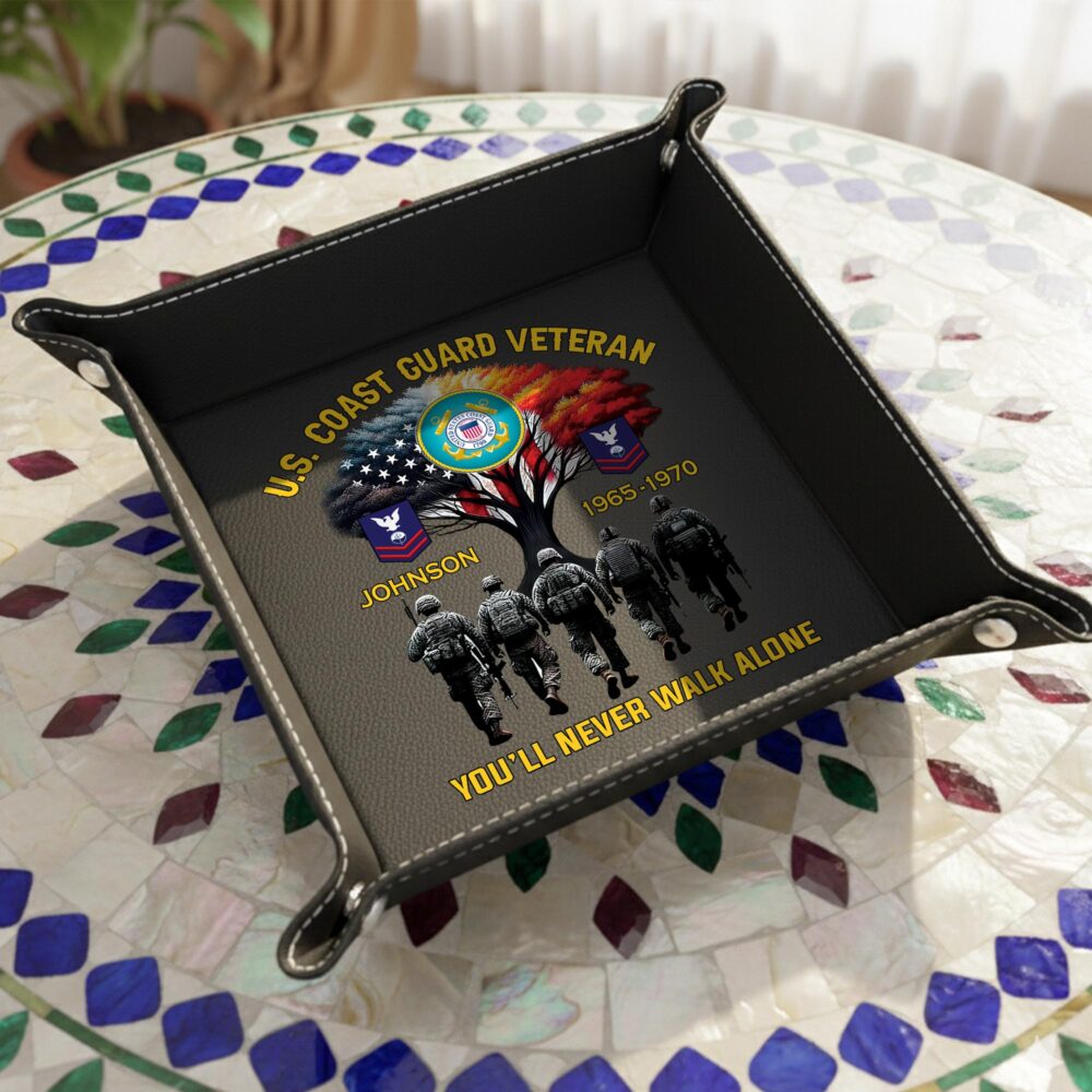 US Coast Guard, Honor The Fallen - Personalized Leather Valet Tray - Image 5