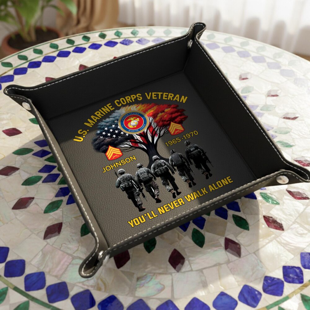 US Marine Corps, O 4 Marines Major - Personalized Leather Valet Tray - Image 5