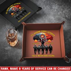 US Marine Corps, O 4 Marines Major - Personalized Leather Valet Tray