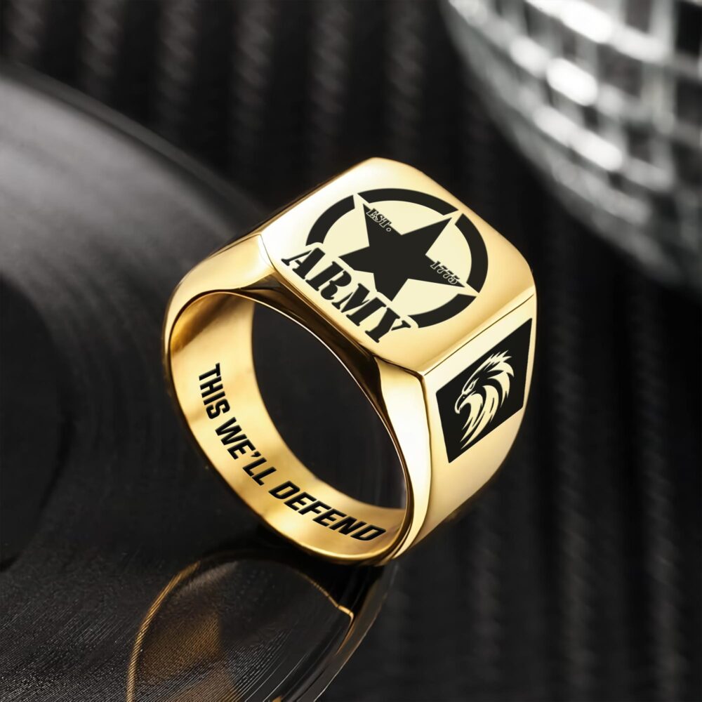 US Army, E 9 Army Sergeant Major - Engraved Men's Ring - Image 2
