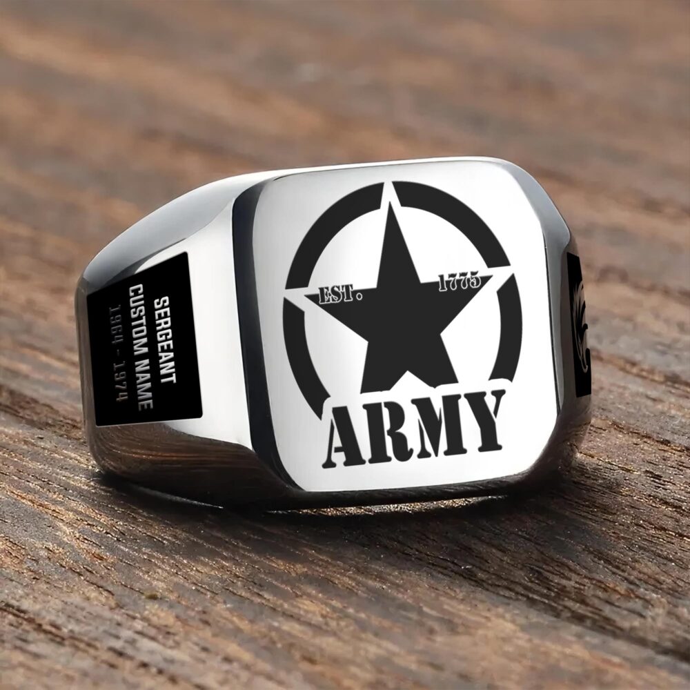 US Army, E 9 Army Sergeant Major - Engraved Men's Ring - Image 3