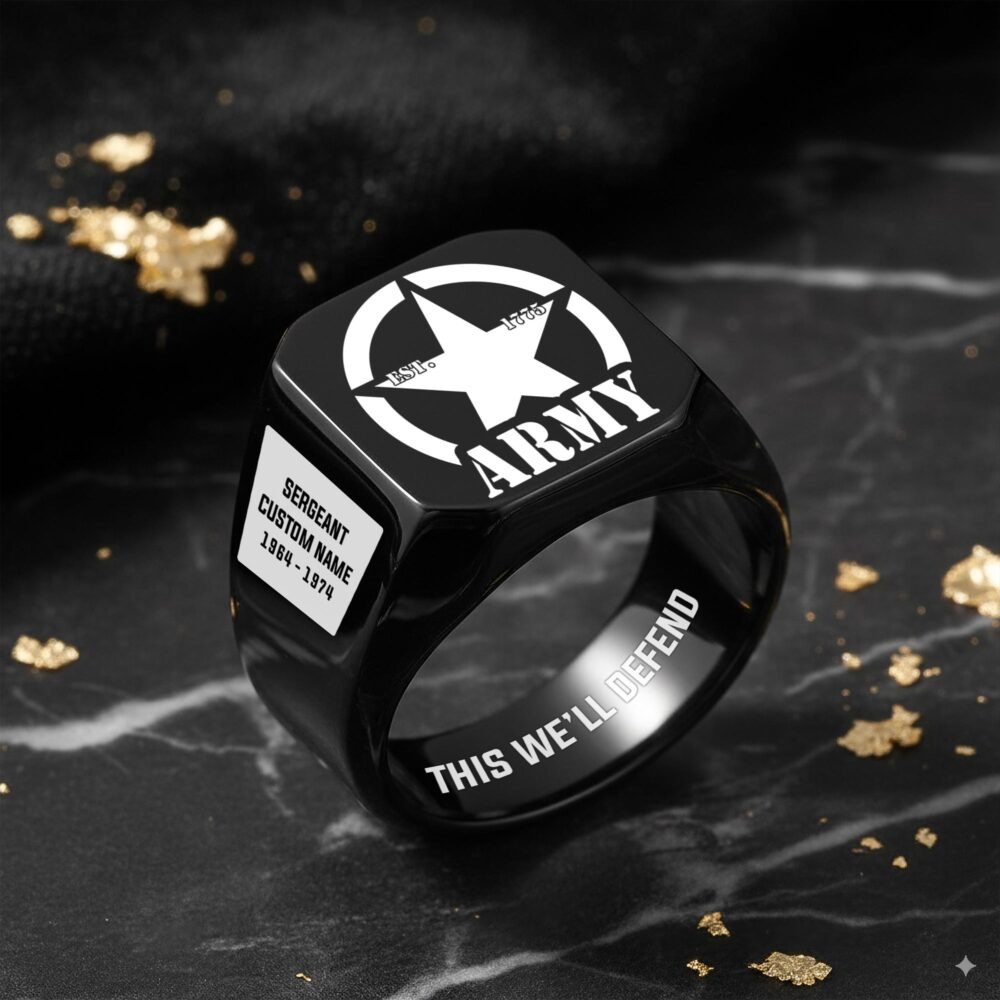 US Army, E 9 Army Sergeant Major - Engraved Men's Ring - Image 8