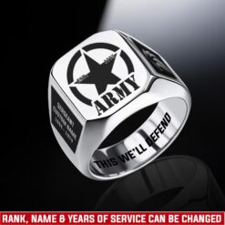 US Army, E 9 Army Sergeant Major - Engraved Men's Ring