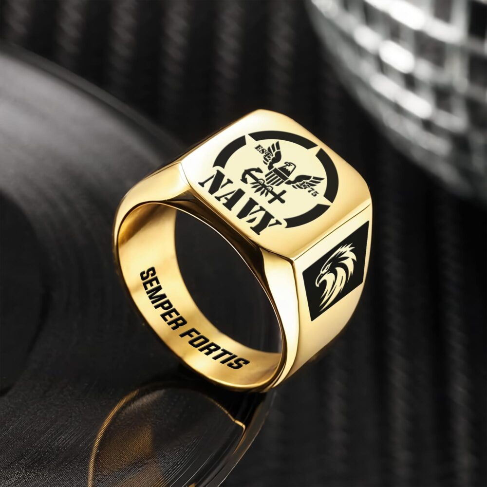 US Navy, Proud To Have Served - Engraved Men's Ring - Image 2