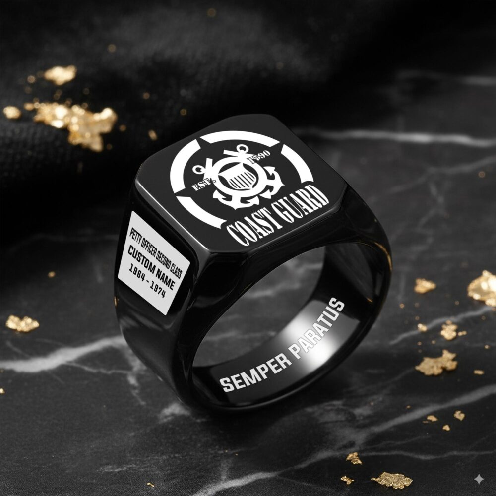 US Coast Guard, Thank a Veteran - Engraved Men's Ring - Image 8