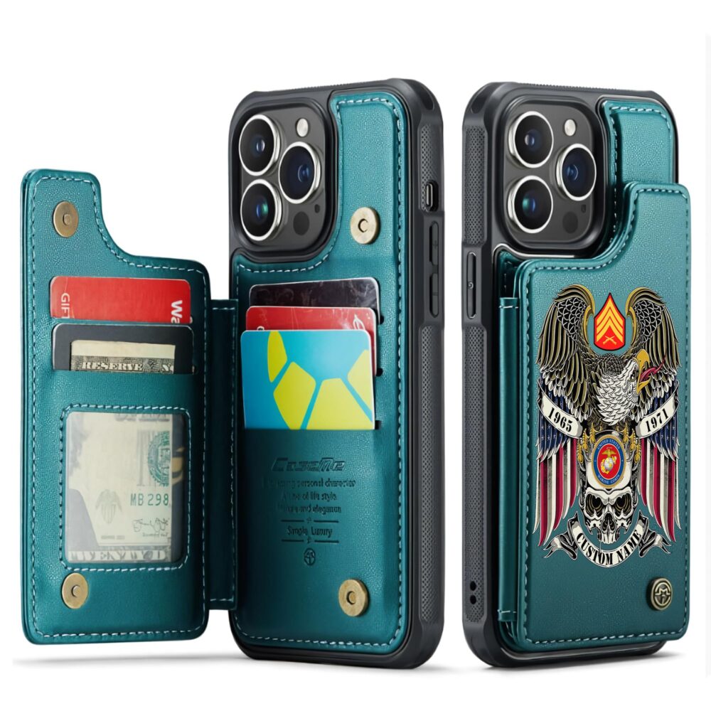 US Marine Corps, Land Of The Free, Because Of The Brave - Leather Flip Phone Case - Image 5