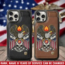 US Marine Corps, Land Of The Free, Because Of The Brave - Leather Flip Phone Case