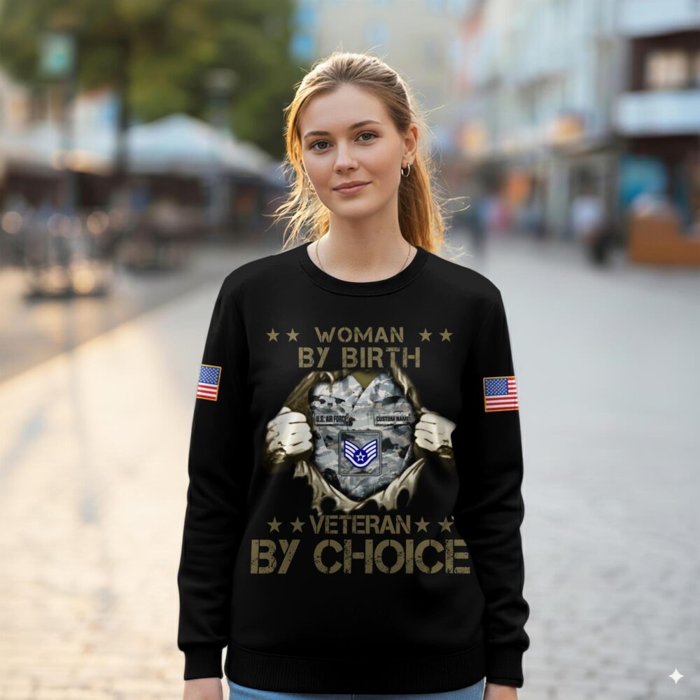 US Air Force , American By Birth, Veteran By Choice - Women Sweatshirt - Image 2