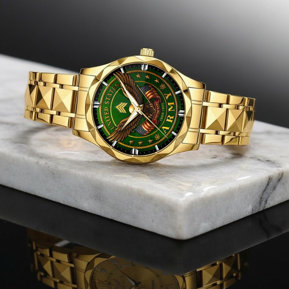 US Army, Proud To Have Served - Diamond-Cut Bezel Watch - Image 2