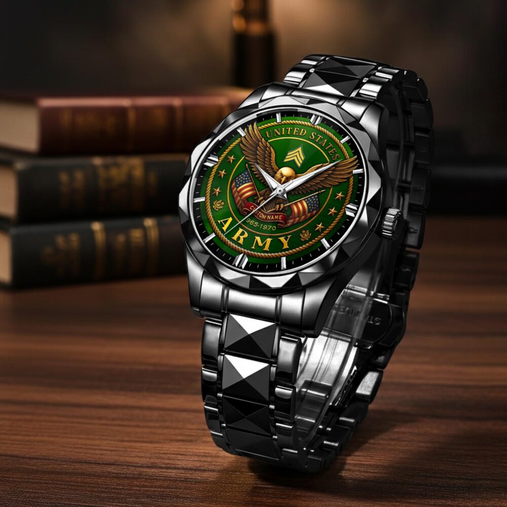 US Army, Proud To Have Served - Diamond-Cut Bezel Watch - Image 3