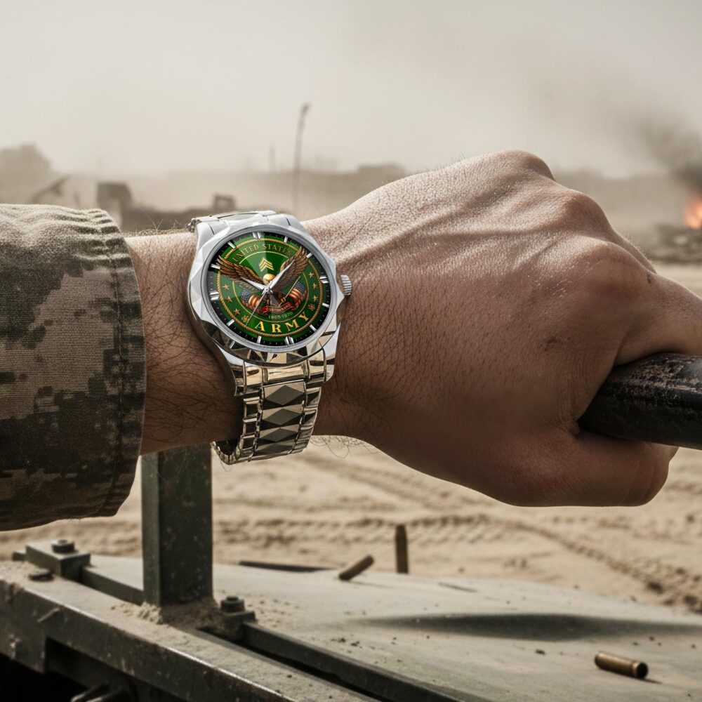 US Army, Proud To Have Served - Diamond-Cut Bezel Watch - Image 4