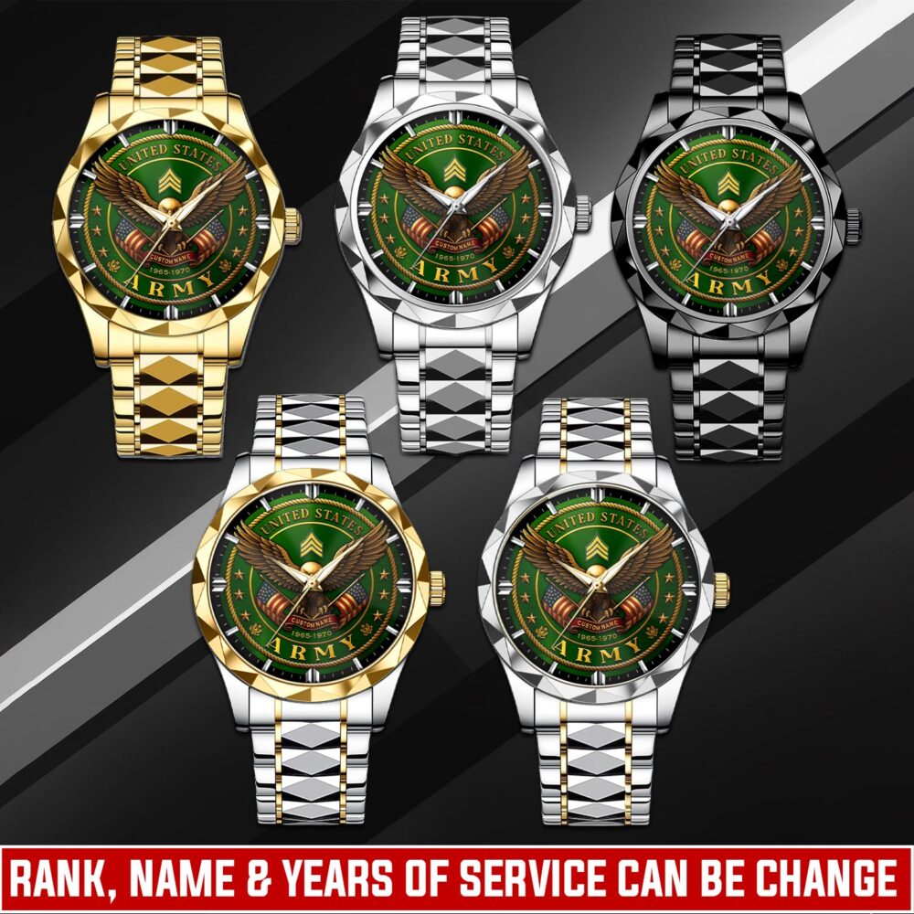 US Army, Proud To Have Served - Diamond-Cut Bezel Watch