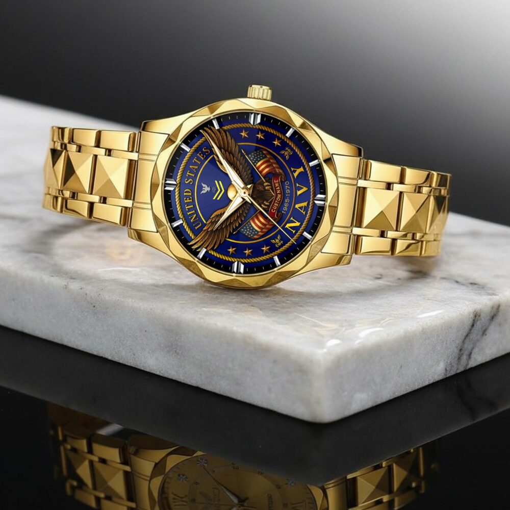 US Navy, Proud To Have Served - Diamond-Cut Bezel Watch - Image 2