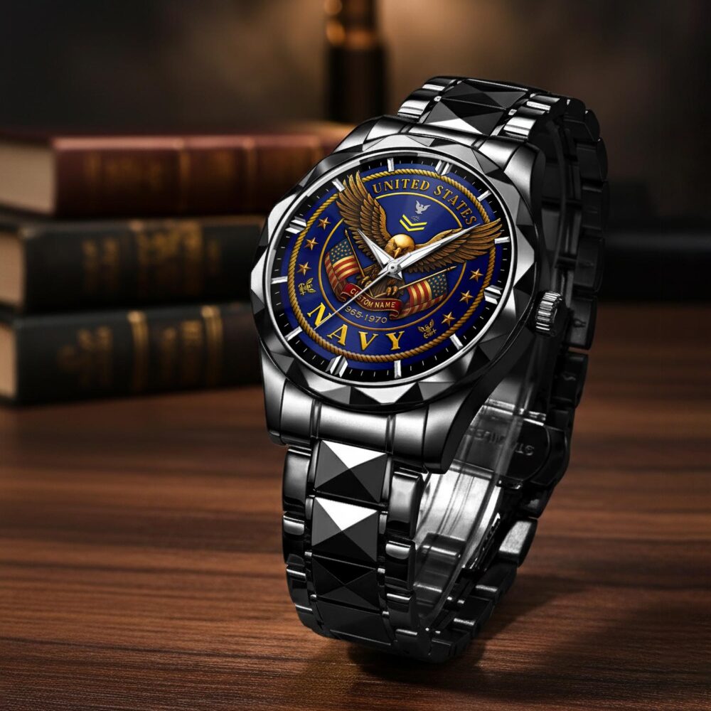 US Navy, Proud To Have Served - Diamond-Cut Bezel Watch - Image 3