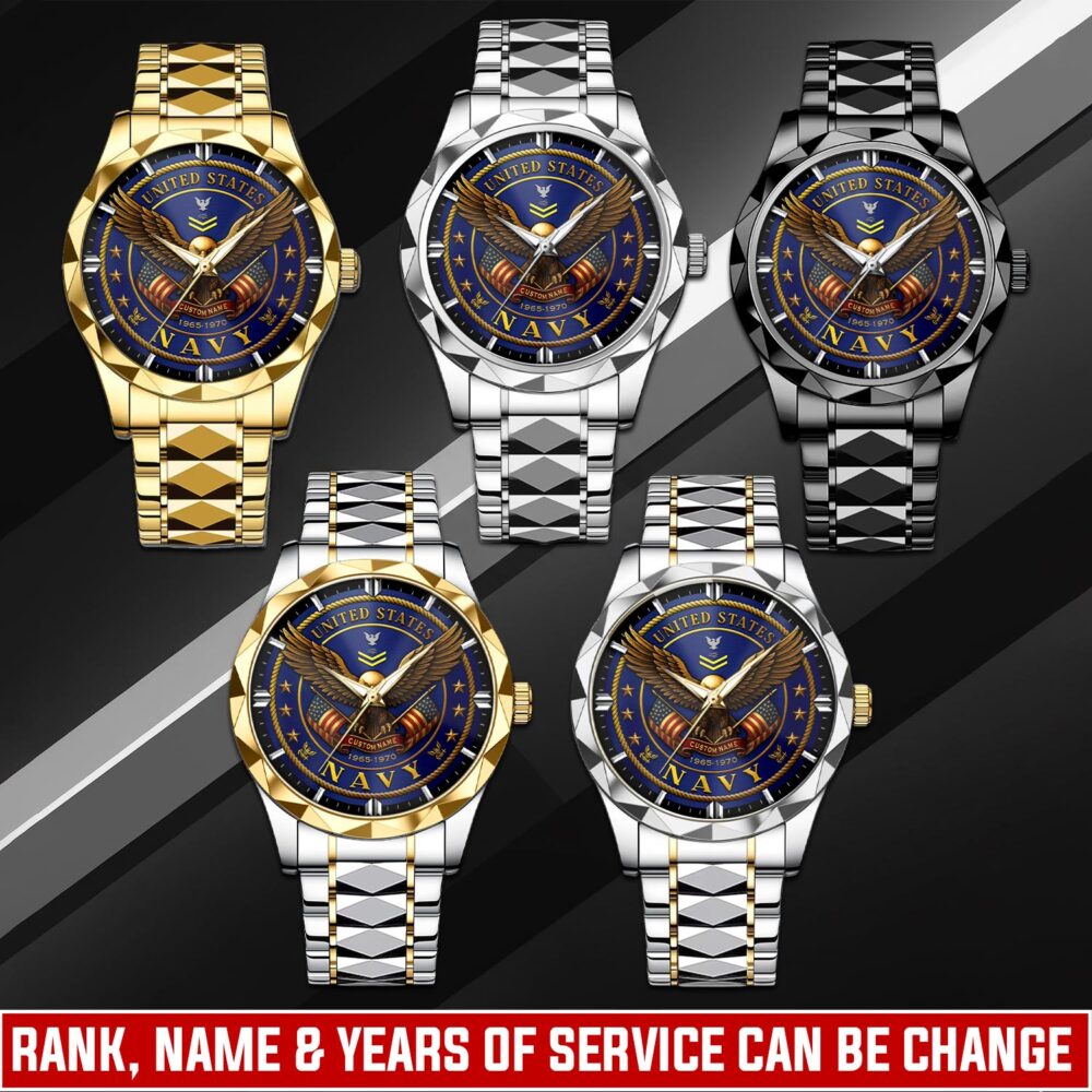 US Navy, Proud To Have Served - Diamond-Cut Bezel Watch