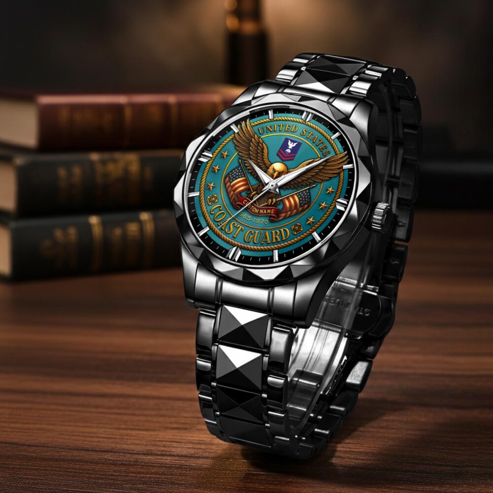US Coast Guard, Thank a Veteran - Diamond-Cut Bezel Watch - Image 3