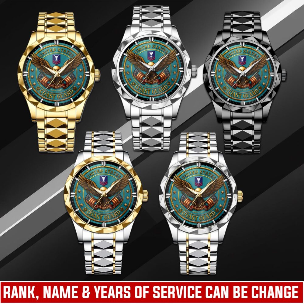 US Coast Guard, Thank a Veteran - Diamond-Cut Bezel Watch