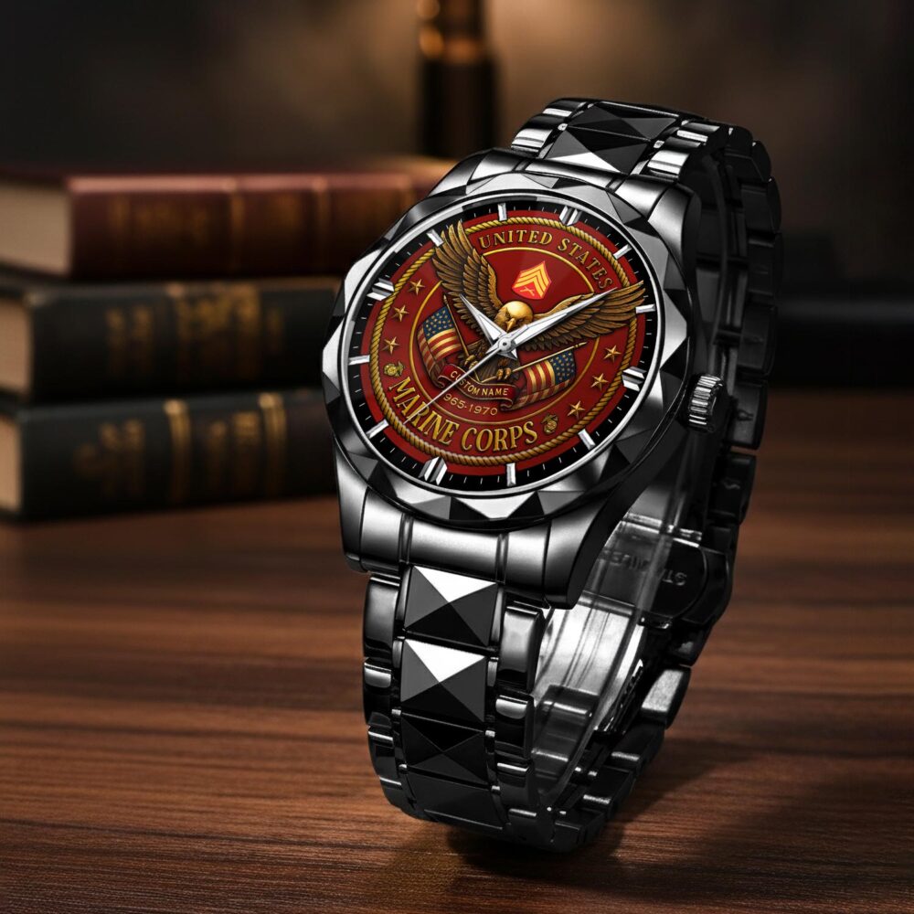 US Marine Corps, Defender of Freedom - Diamond-Cut Bezel Watch - Image 3