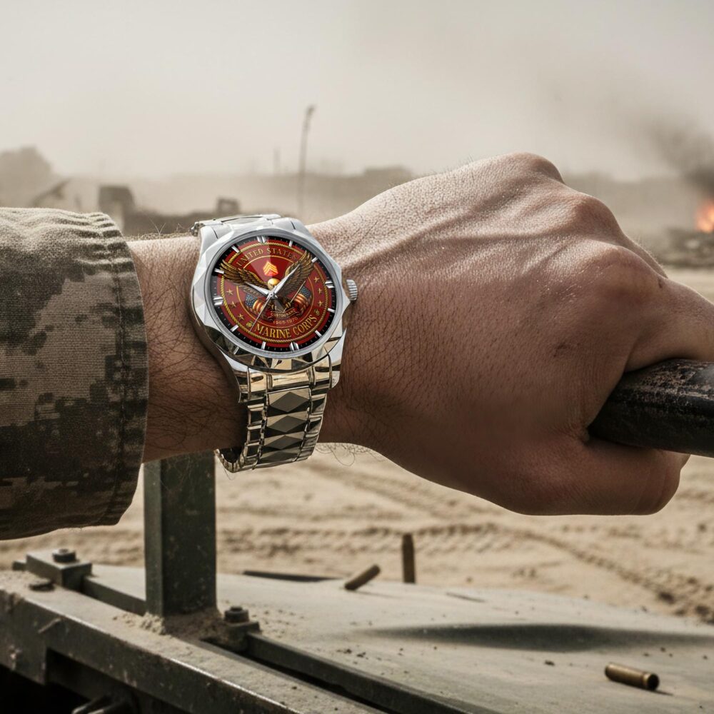 US Marine Corps, Defender of Freedom - Diamond-Cut Bezel Watch - Image 4