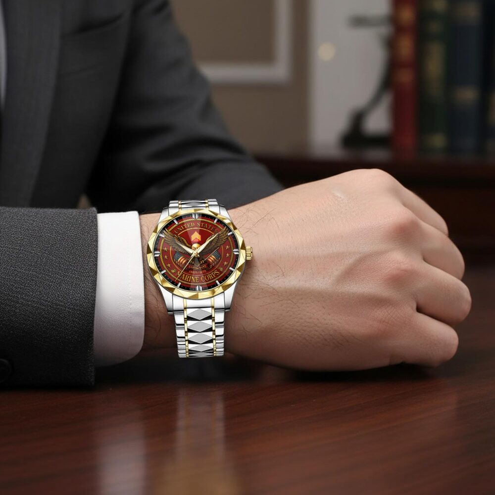 US Marine Corps, Defender of Freedom - Diamond-Cut Bezel Watch - Image 7