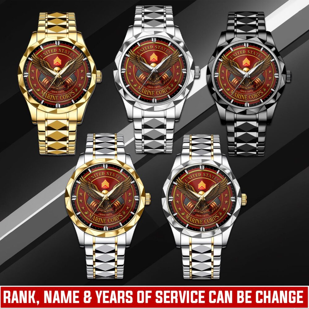US Marine Corps, Defender of Freedom - Diamond-Cut Bezel Watch