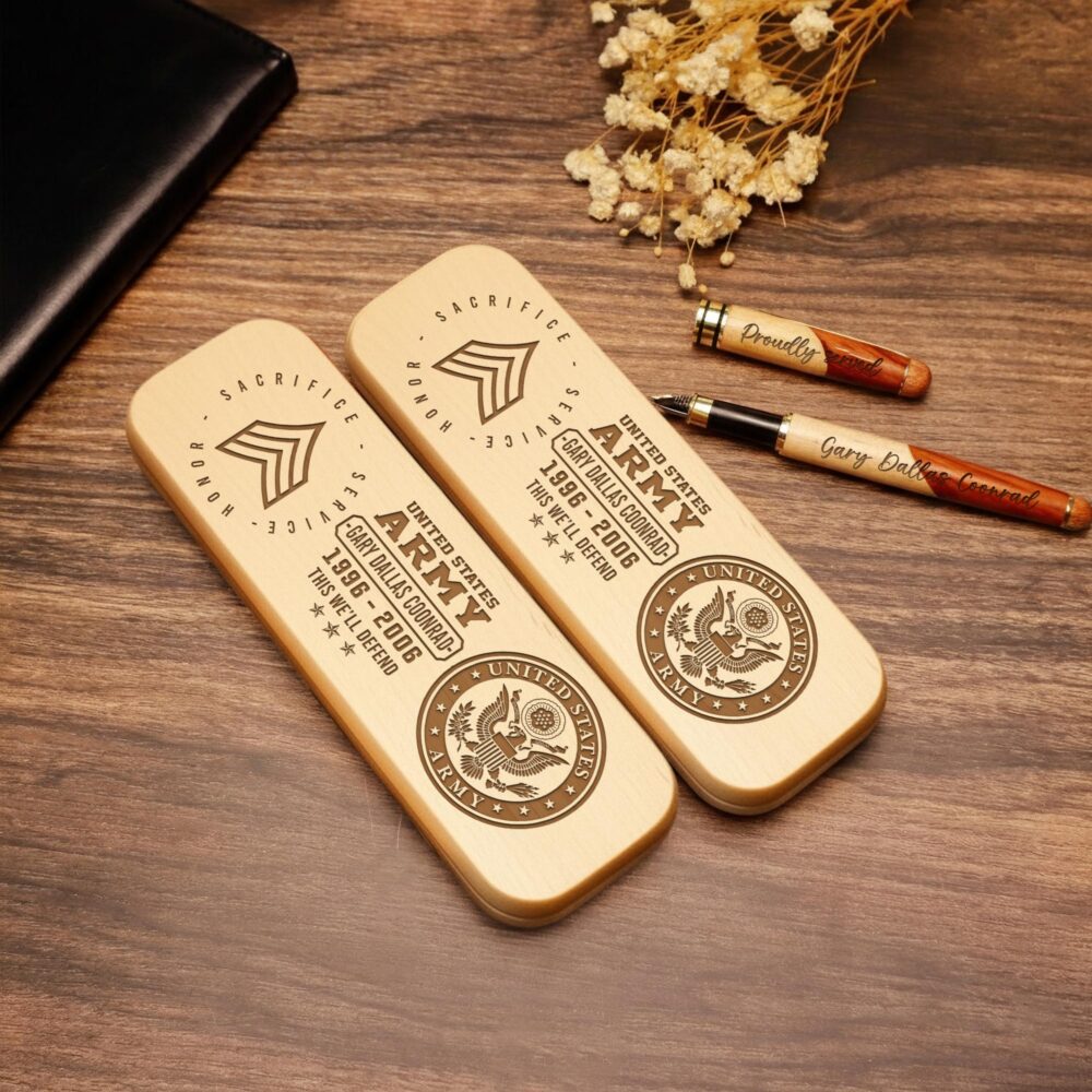 US Army, No One Gets Left Behind - Engraved Maple Fountain Pen - Image 2